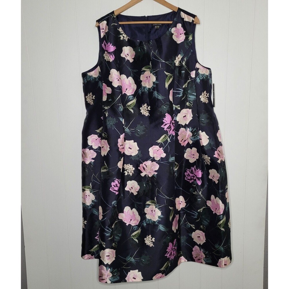Tahari Dress Womens Plus Size 22W Black Floral Boho Sleeveless New